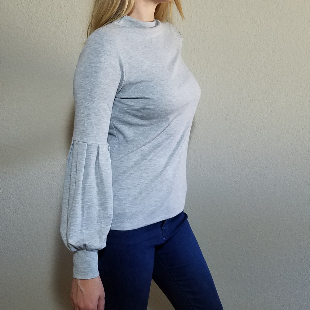 ANN TAYLOR NWOT GRAY LONG SLEEVE TOP SMALL - Picture 4 of 6